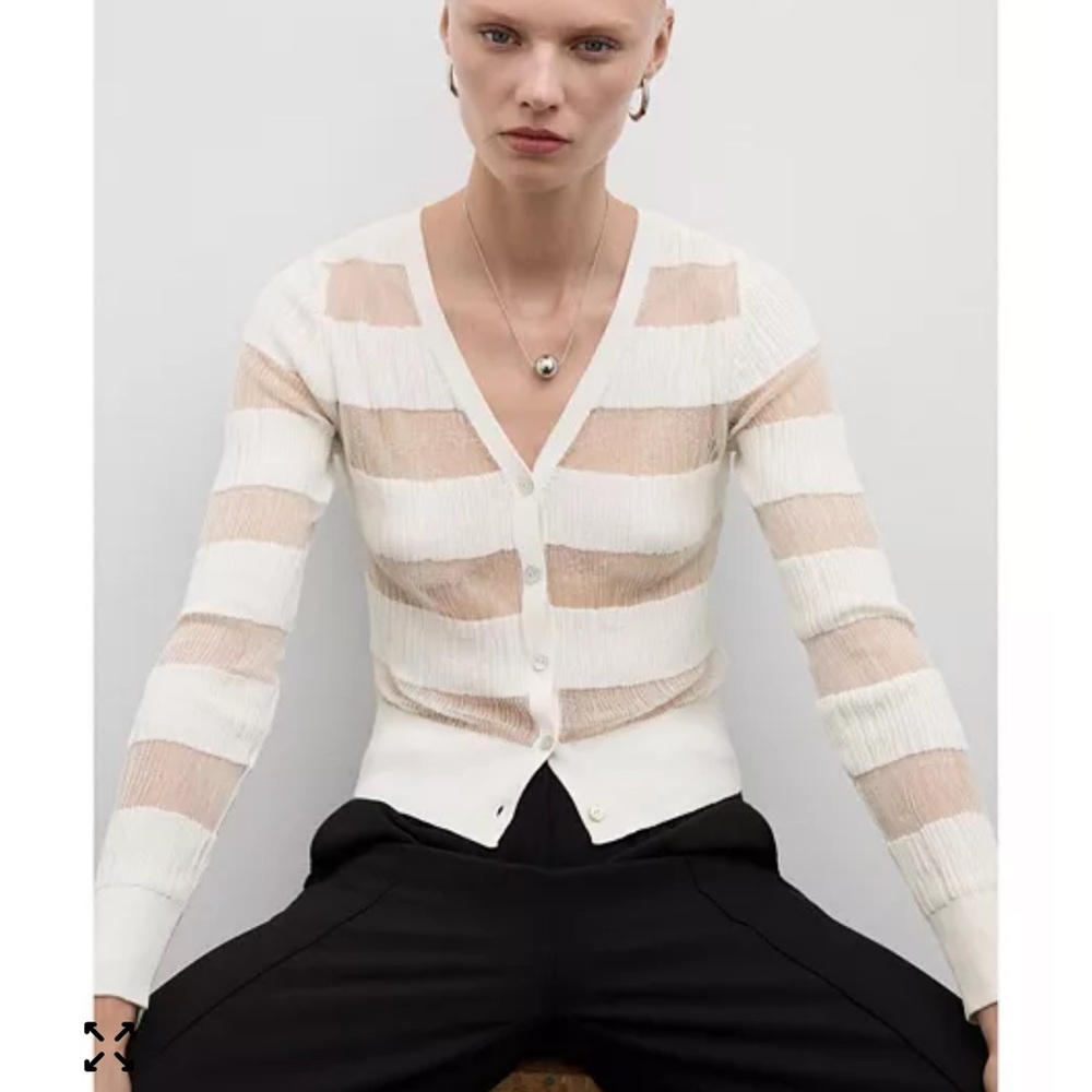 MANGO Sheer V-Neck Cardigan